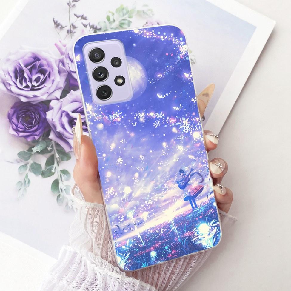 Transparent For Samsung Galaxy A72 4G Case Cute Fashion Flowers Funny Painted Casing For Samsung A72 4G SM-A725M SM-A725F Cover