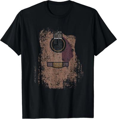 Abgenutzte Akustikgitarre Vintage Spieler Rock _ Roll Musik Geschenk Unisex T-Shirt