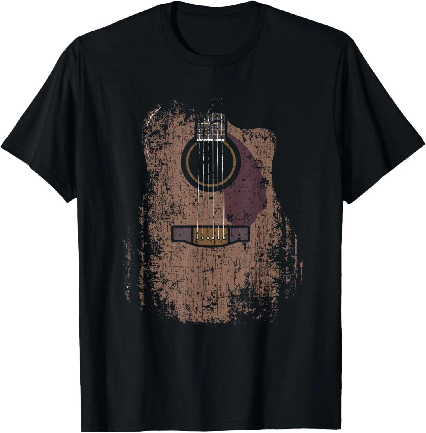 

Distressed Acoustic Guitar Vintage Player Rock _ Roll Music Gift Unisex T-Shirt S