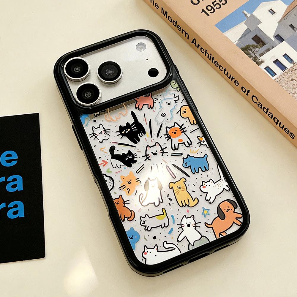 Animal Design Transparent Phone Case for iPhone 13/14/15/16/17 Pro Max - Full Coverage for Women