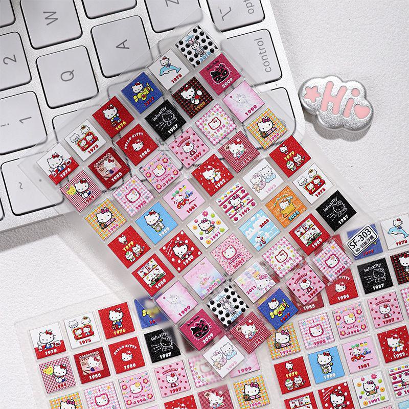 Sanrio Kitty 6D Embossed Cartoon Phone Case Stickers - Cute DIY Stereo Blocks