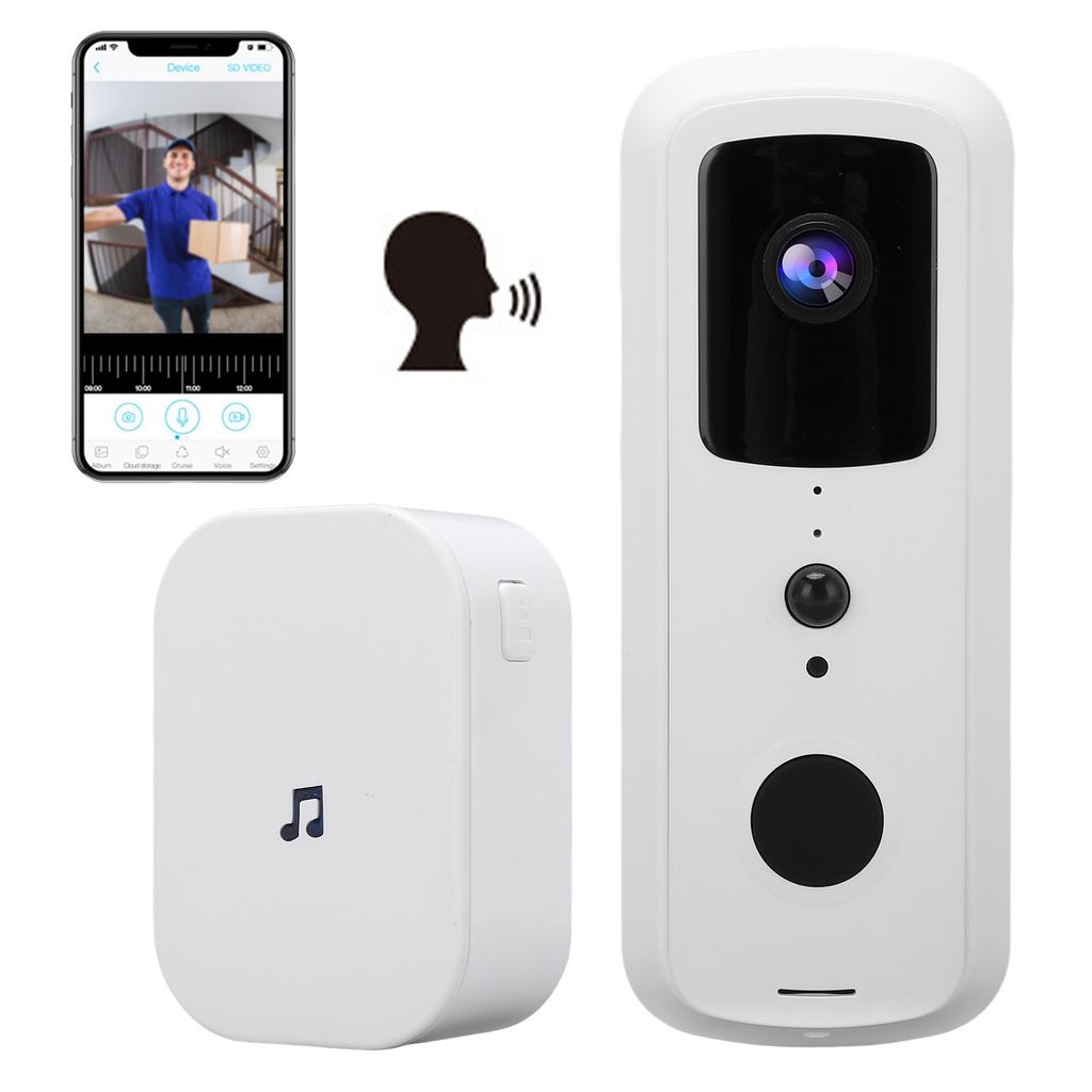 Smart Cordless WIFI Video Doorbell 1080P APP Remote Control Intercom Night Vision White 90?260VUS