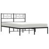 Metal Bed Frame with Headboard Black 140 x 190 cm