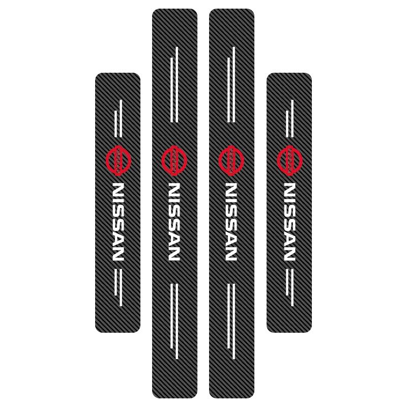 CBKSJY1 4Pcs Car Door Plate Carbon Fiber Threshold Protector Sticker For Nissan Nismo Almera Tiida Juke Teana Qashqai 350Z 370Z GTR
