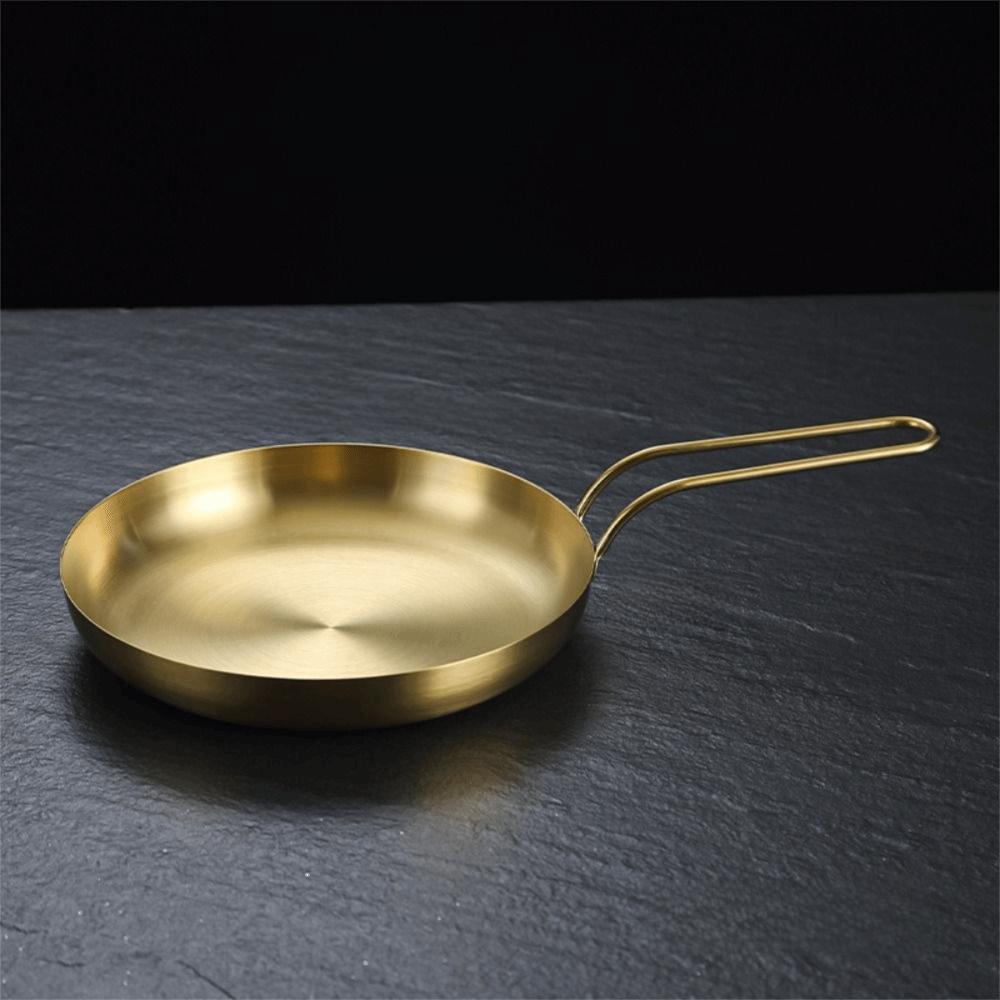 Creative 18/20cm Stainless Steel Frying Pan Handled Flat Bottom Steak Skillet Stackable Round Snack Dish Adults
