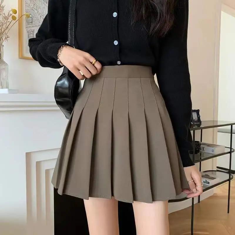 Sukně s vysokým pasem pro ženy Korejský styl Y2k Kawaii Černá minisukně Dámská sexy kostkovaná minisukně Letní dívčí školní uniforma