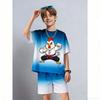 Men's Set Cartoon Kungfu Chicken Printed Men's T-shirt and Shorts 2 Piece Set Summer Casual Outdoor Men's and Women's Outfit