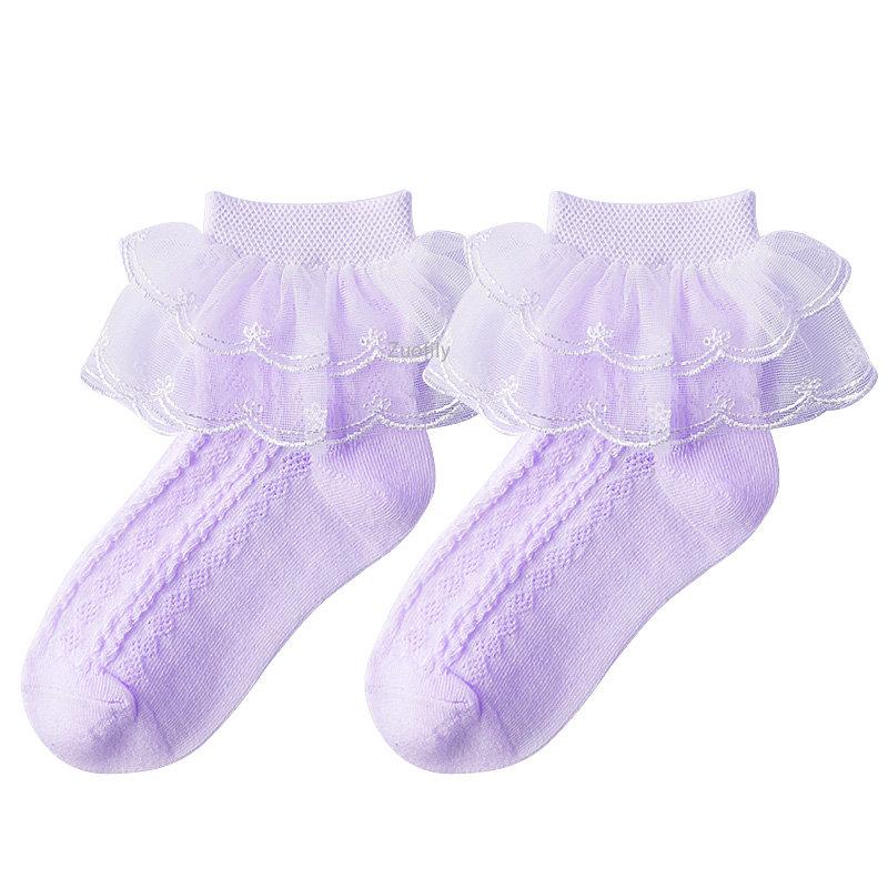 2-9Y Baby Spring Lace Ruffle Socks Children Cotton Autumn Girls Dance Socks Cute Toddler Socks Princess Style Baby Accessories