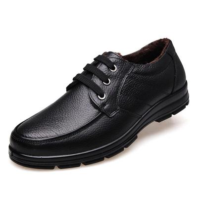 Winter Echte Leren Schoenen Heren Zakelijke Brogues Warme Pluche Koeienleer Heren Schoenen