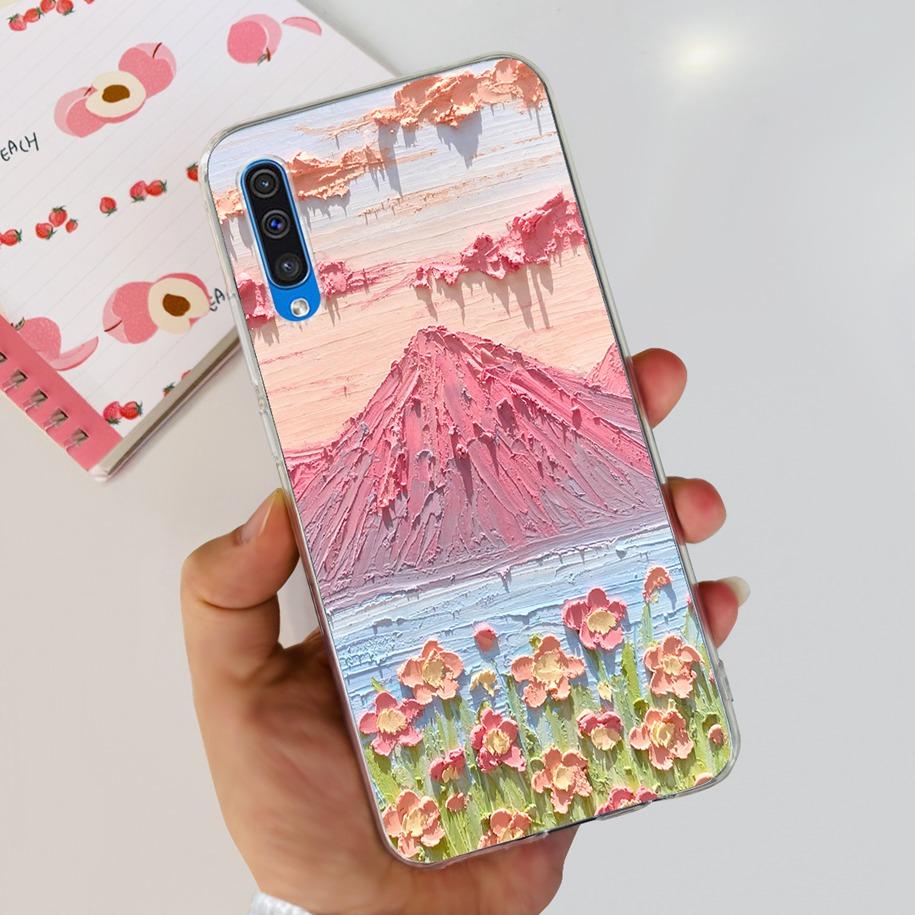 For Cover Samsung Galaxy A50 Phone Case Luxury Marble Flower Transparent Soft Bumper For Samsung A50S A30S A307F A507F A 50 Capa