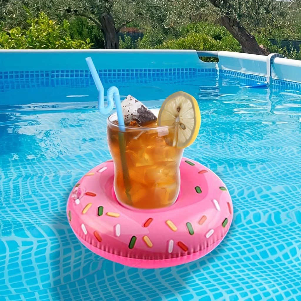 Luftmatratzen für Becher Aufblasbarer Donut Getränkebecherhalter Poolliegen Baruntersetzer Schwimmhilfen Niedliches Spielzeug Getränkehalter