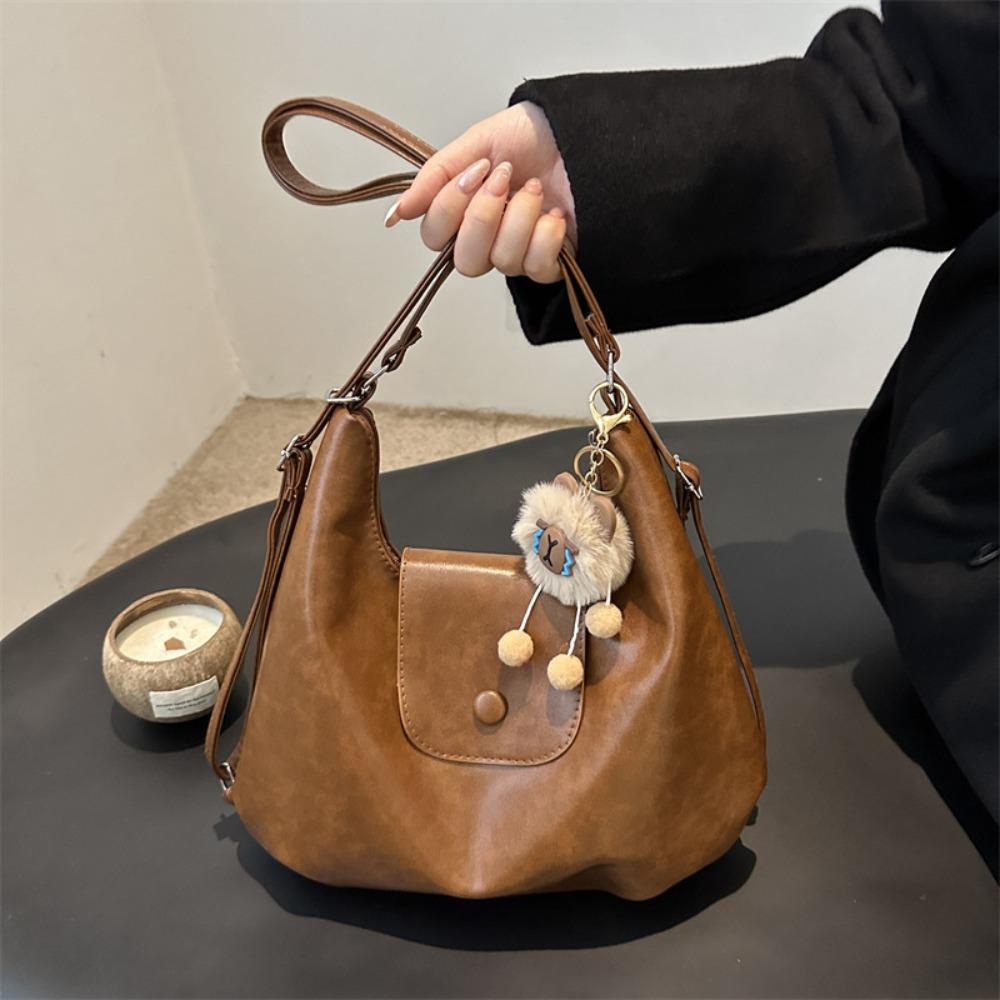 Large Capacity PU Hobo Bag Anti-splash Water Texture Handbag Classic French Underarm Bag Work