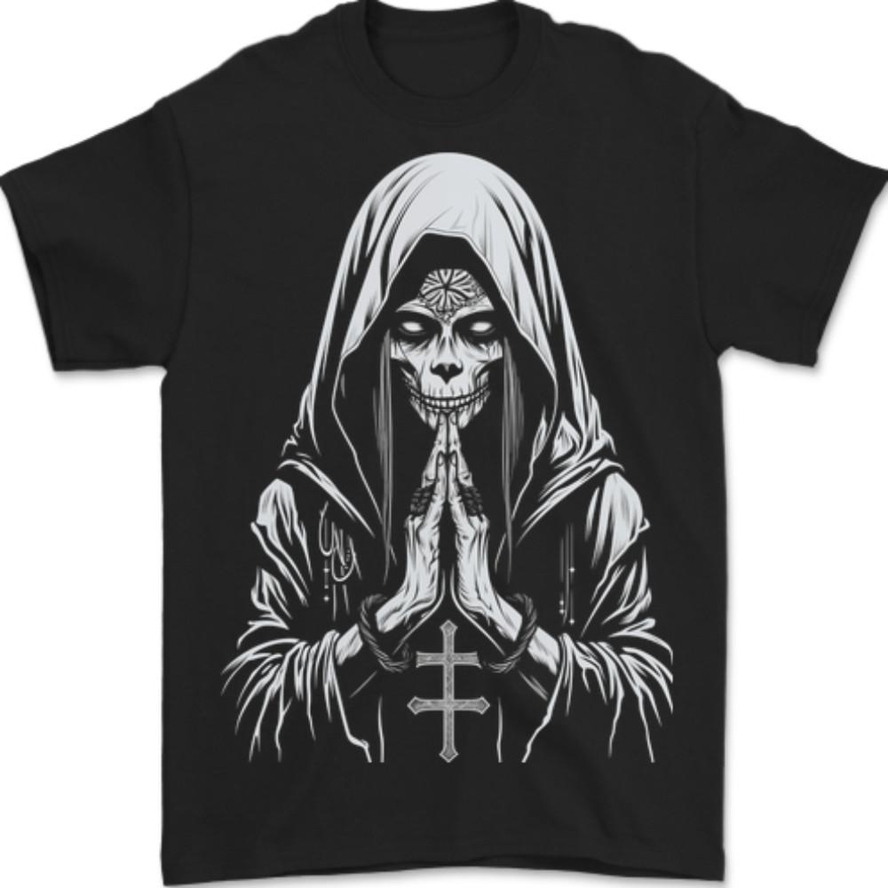 Evil Praying Nun Skull Demon Horror Mens T-Shirt 100% Cotton XXXL