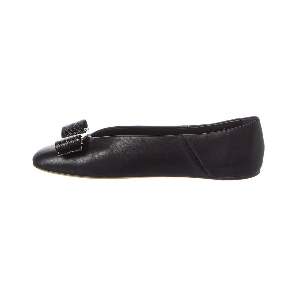 Salvatore Ferragamo Ferragamo Vara Bow Leather Ballet Flat Black