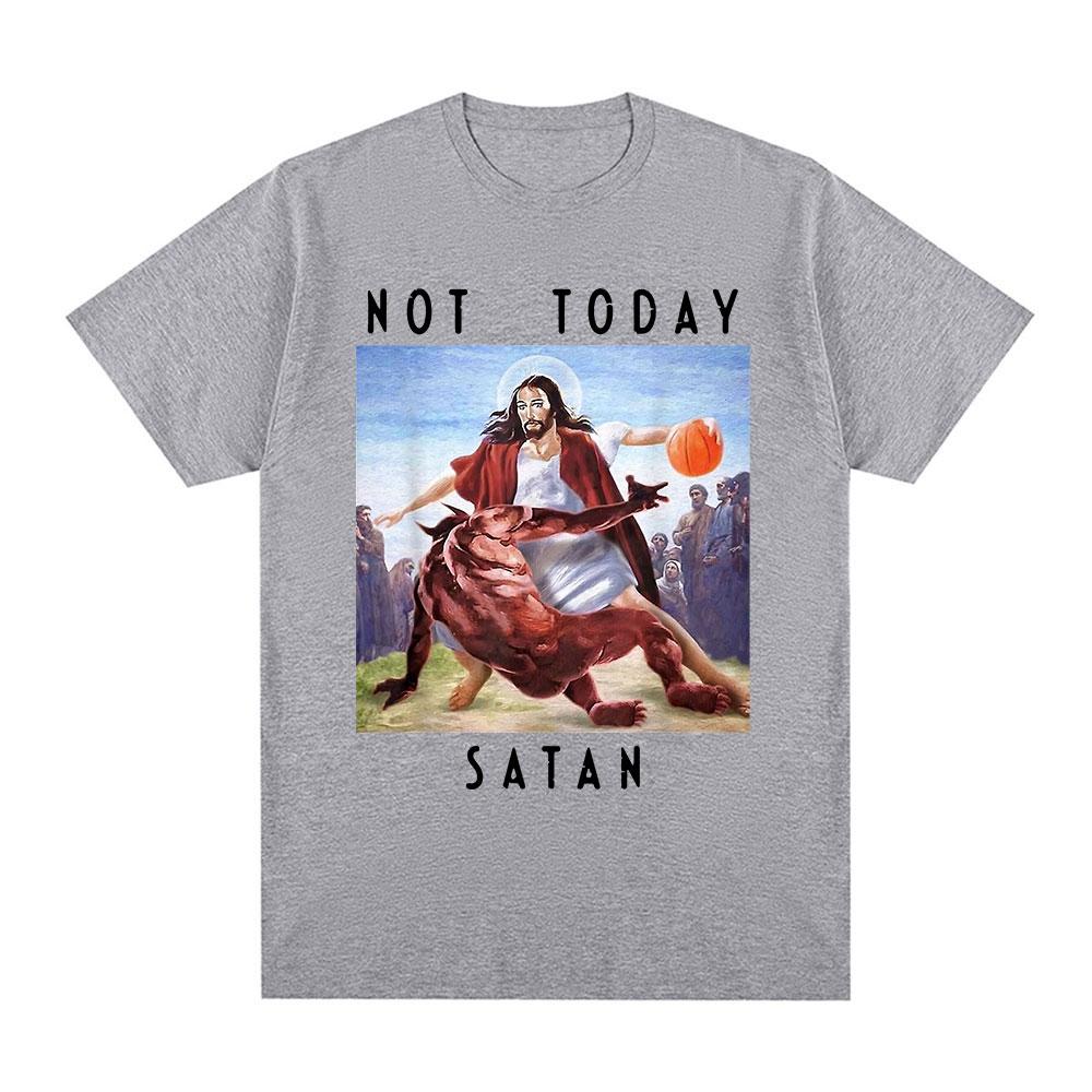 Not Today Satan Jesus Vs Satan in T Shirt Harajuku Casual T-shirt Men's Women's Fashion Cotton Summer T Shirts Streetwear Tops