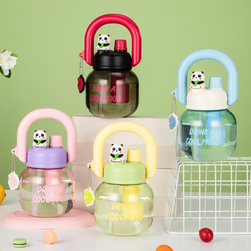 Big Belly Cup Plastic Kettle Children's Water Cup Large Capacity High-value Flower Teacup with Tea Compartment Carrying Pot