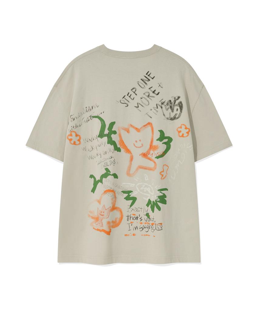 WACKY WILLY Kiki Graffiti Short Sleeve T-Shirt Light Gray