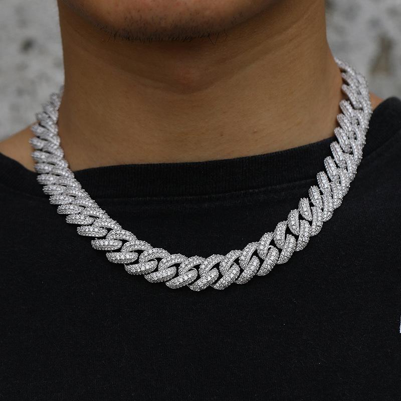 Men's Cuban Chain 18K Gold Plated Necklace with Zircon Gemstone Copper Body Custom Jewelry Sets