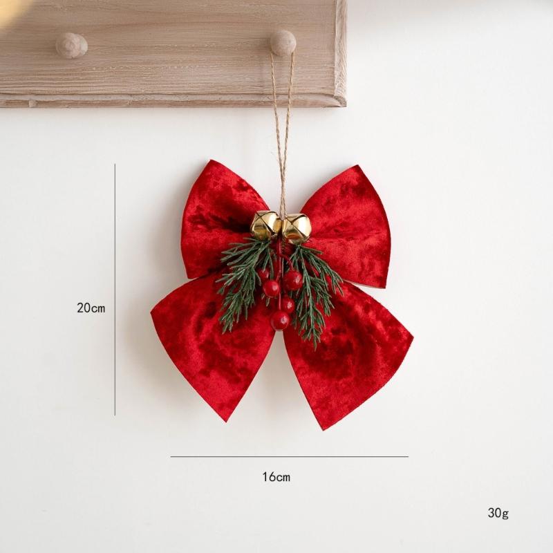 Classical Joyful Bows Ornament Cloth Designs Christmas Tree Fabric Decors Ideal for Christmas Decorations Year After Year