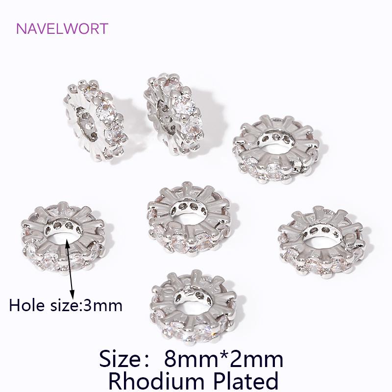 

18K Gold Plated Inlaid Zircon Snowflake Large Hole Spacer Beads,Beads Separator,For Jewelry Making Fittings,Jewelry Material 4 pieces