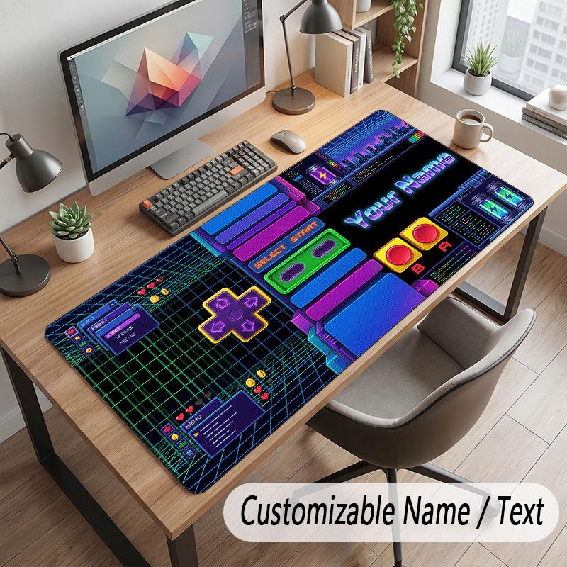 Neon Colorful Theme Customized Mouse Pad Personalized Print Name Text Desk Mat For Home Office Table Decor