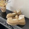 French Small Leather Shoes Women's 2025 Spring New Retro Platform Mary Jane Love Thick Heel Round Head British Style Single Shoes