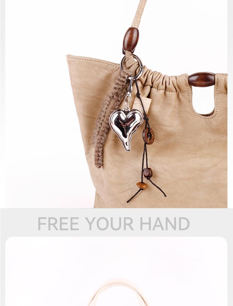 Wenqi's Vintage Wood Bead Wish-Fulfilling Charm Keychain Pendant