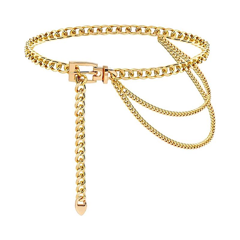 Multi Layer Punk Silver Metal Chain Belts For Women Long Tassel Waist Gold Chain Dress Belt Female Jeans Waistband Body Chain