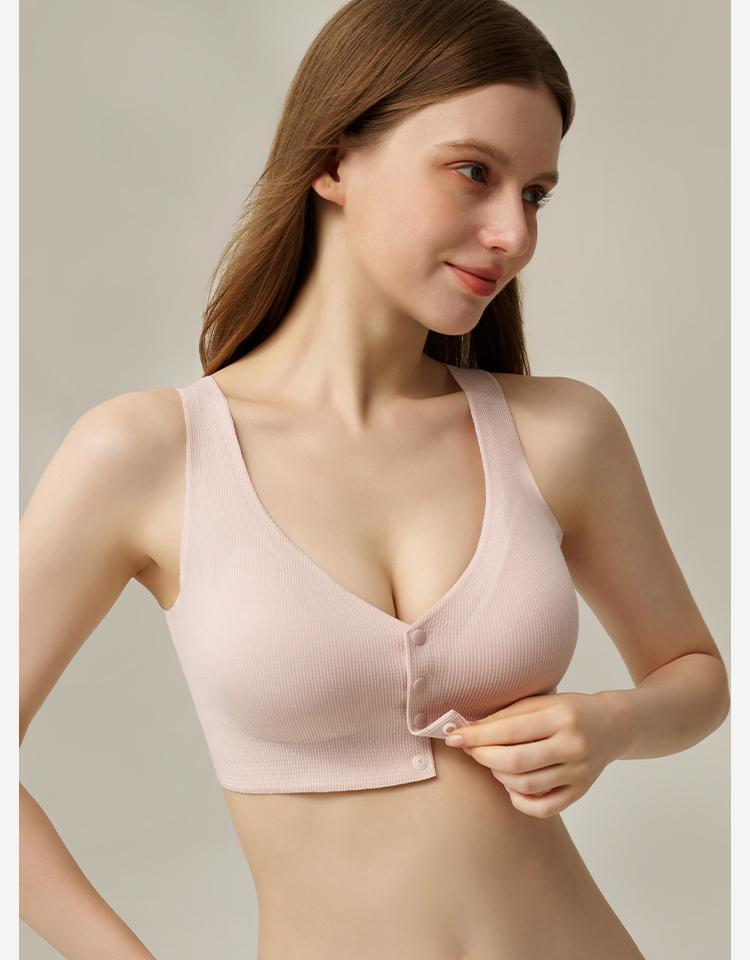 80S Lanjing Tencel Fixed Cup - Yingshi Thin Front Buckle Tank Top Pregnant Breastfeeding Bra