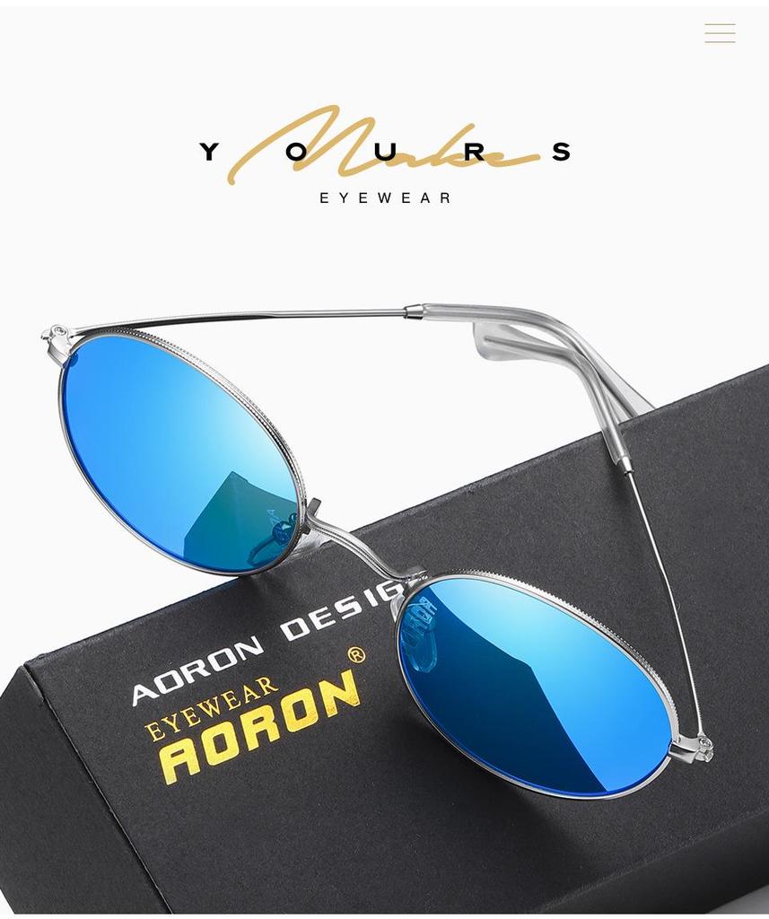 AORON Polarized Round Metal Fashion Sunglasses A604 Mirror Edition