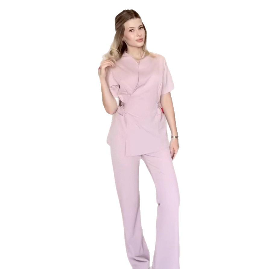 2025 Summer Women's Lace-Up Casual Two-Piece: Short-Sleeve Top & Fashion Trousers for Commuting