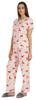 Inkmeso 2 Pcs Printed Short Sleeves Nightwear Set For Womens Top And Pajama Sleepwear Cotton PJ