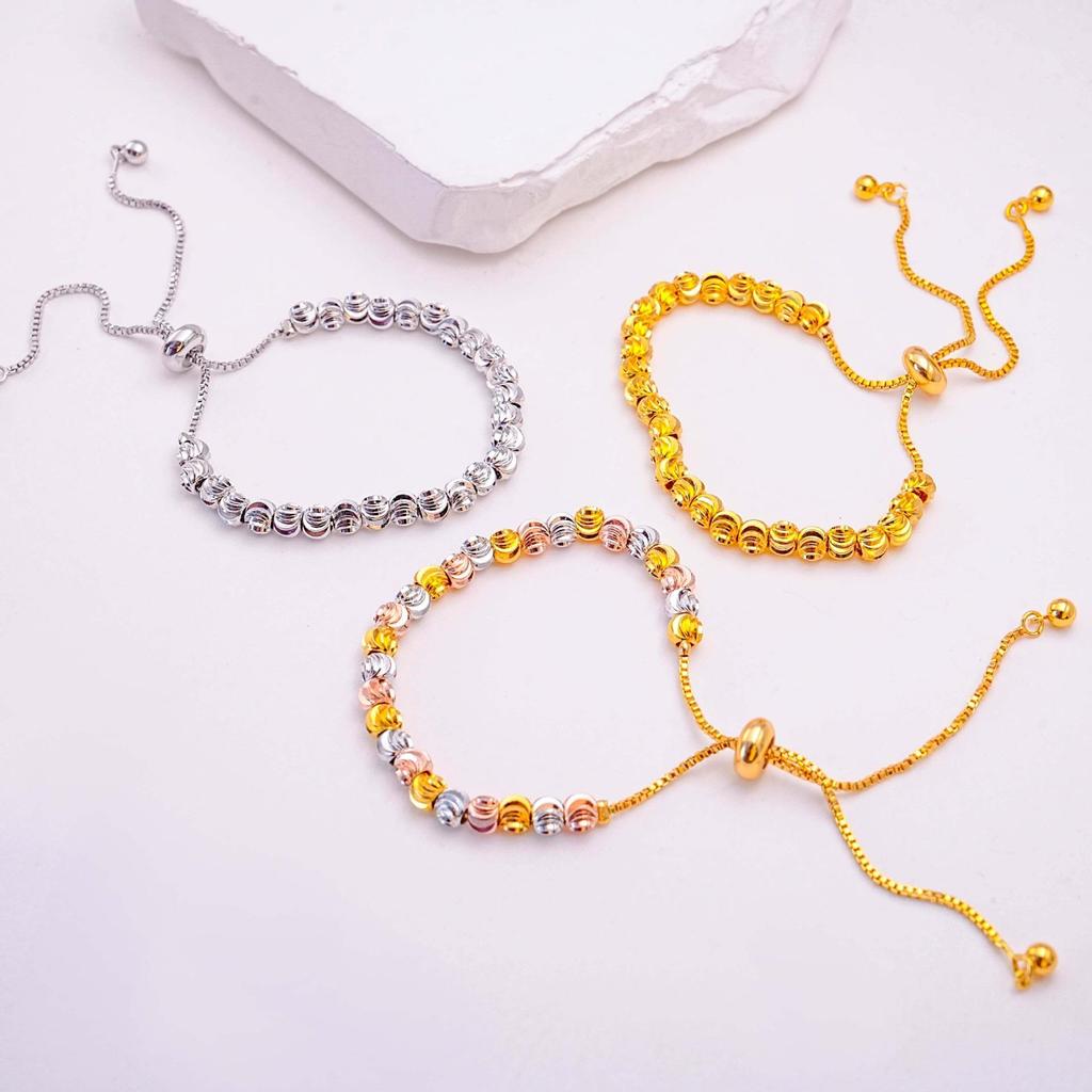 Gold-Plated Adjustable Watermelon Bead Bracelet: Versatile Ancient Charm