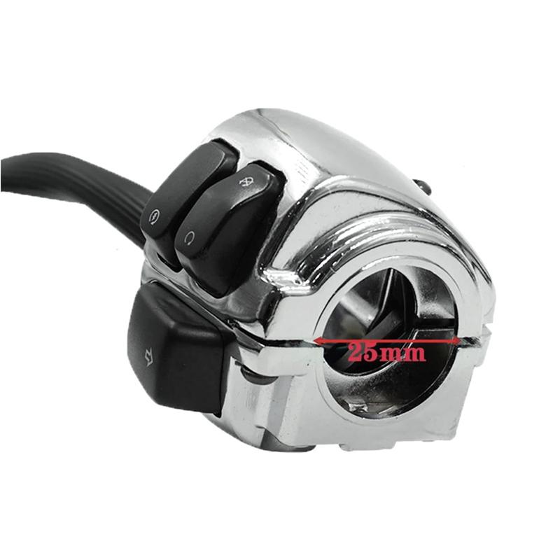 

A51K-Motorcycle 1Inch 25Mm Handlebar Control Switch Harness Horn Turn Signal Light Switch For Sportster Dyna Softail срібний