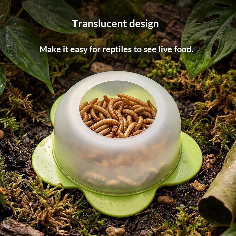 1Pcs Abs Reptile Feeding Dish Anti Escape Worm Food Bowl For Lizards Geckos Snakes Turtles Tortoises