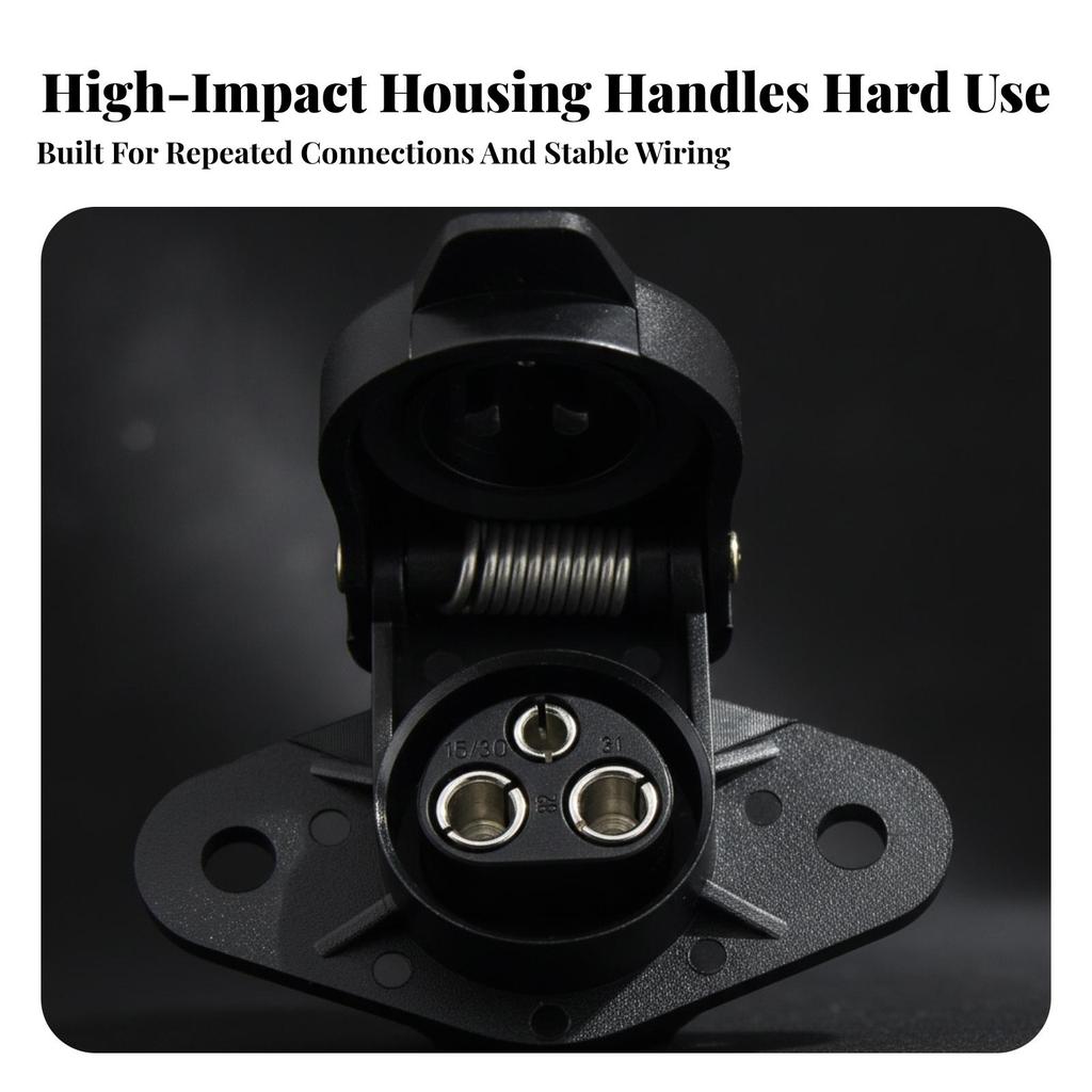 3Pin Trailer Plug with Mounting Flange | Metal terminal Terminals, Molded Body,