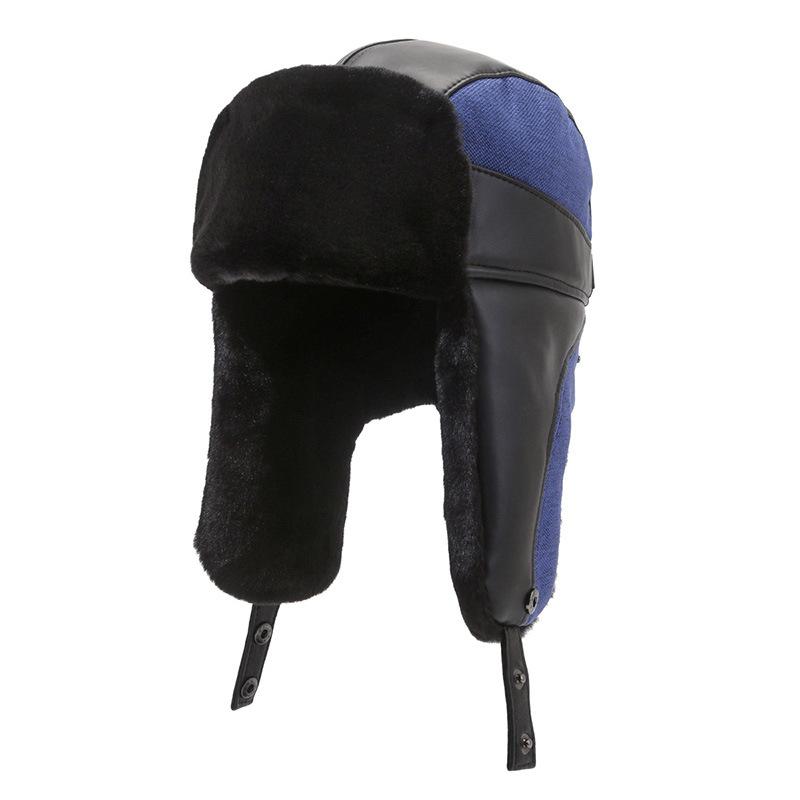 Winter men's outdoor windproof and cold-proof ski hat, ear protector, thickened velvet warm hat