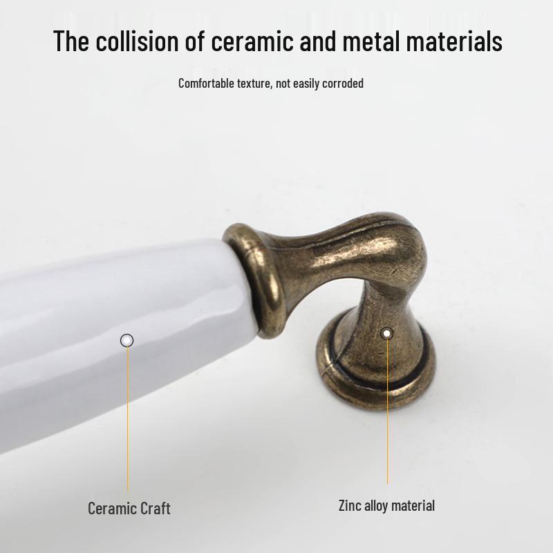 European Ceramic Blue Flower Round Cabinet Handle