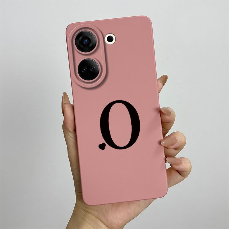 Case For Tecno Camon 20 Pro 4G Cute Initial Letters Liquid Soft Silicone Cover Shell For Tecno Camon 20 Pro CK7n CK6 CK6n Coque