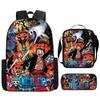 One Piece One Piece Backpack Primary And Secondary School Schoolbag Voyager King Backpack Cartoon Schoolbag Three-Piece Set