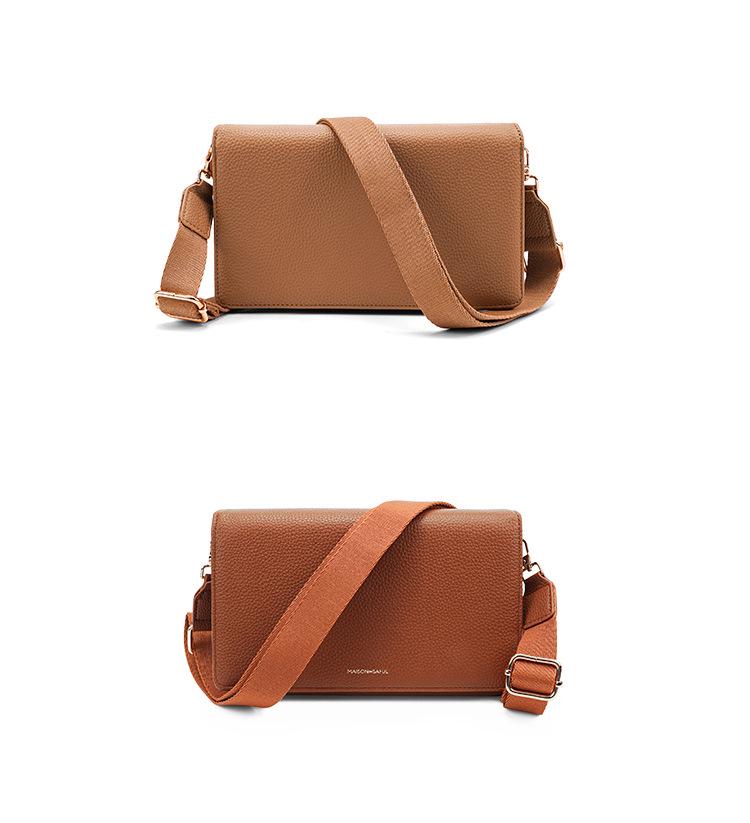 Women's Medium Crossbody Bag: Simple, Versatile, Large-Capacity, High-Grade Soft Leather, Commuter-Friendly Square Design.