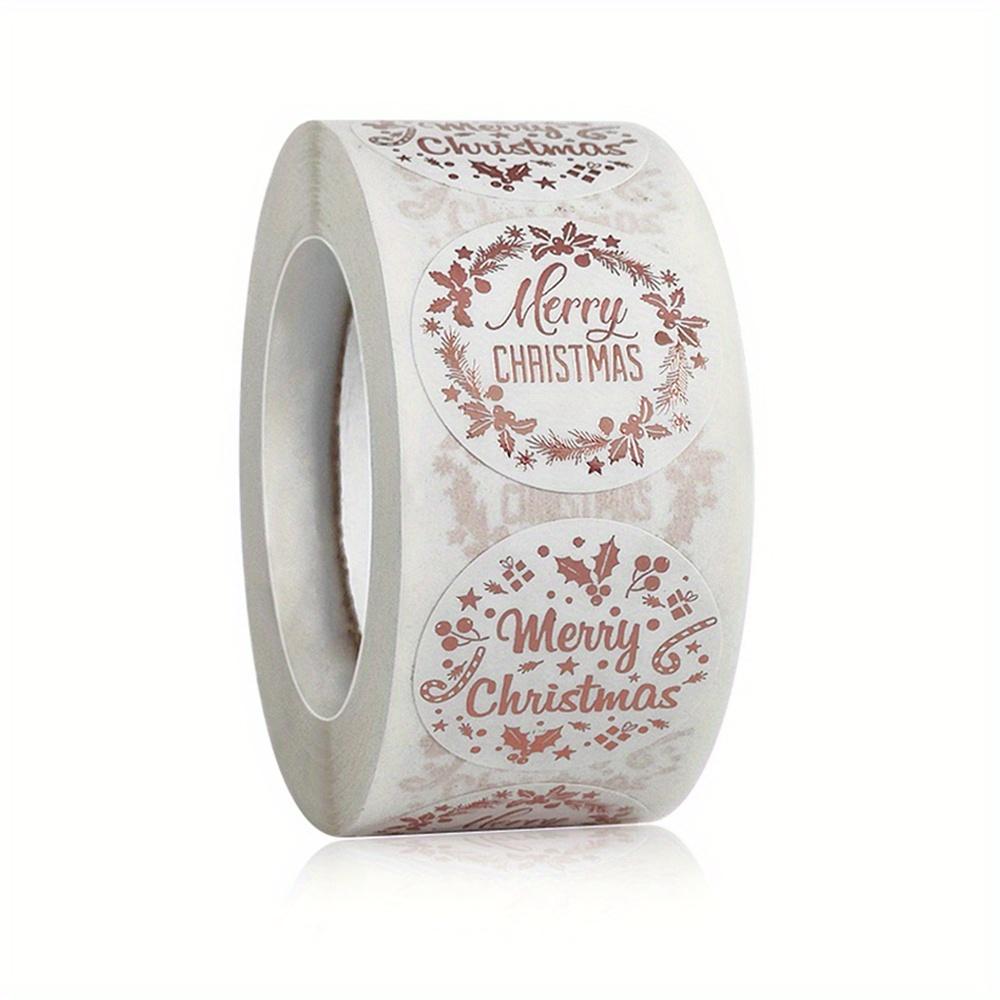 

500pcs of Rose Golden Christmas Happy Stickers, Self-Adhesive Holiday Stickers for Christmas Decorations, Wedding Party Card Labels. 1inch/2.5cm