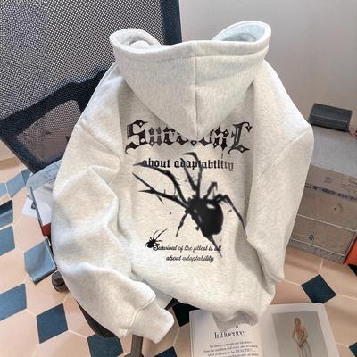 Vintage Style Hiphop Hooded Sweatshirt for Men Winter New Hip Hop Vibe Couple Coat