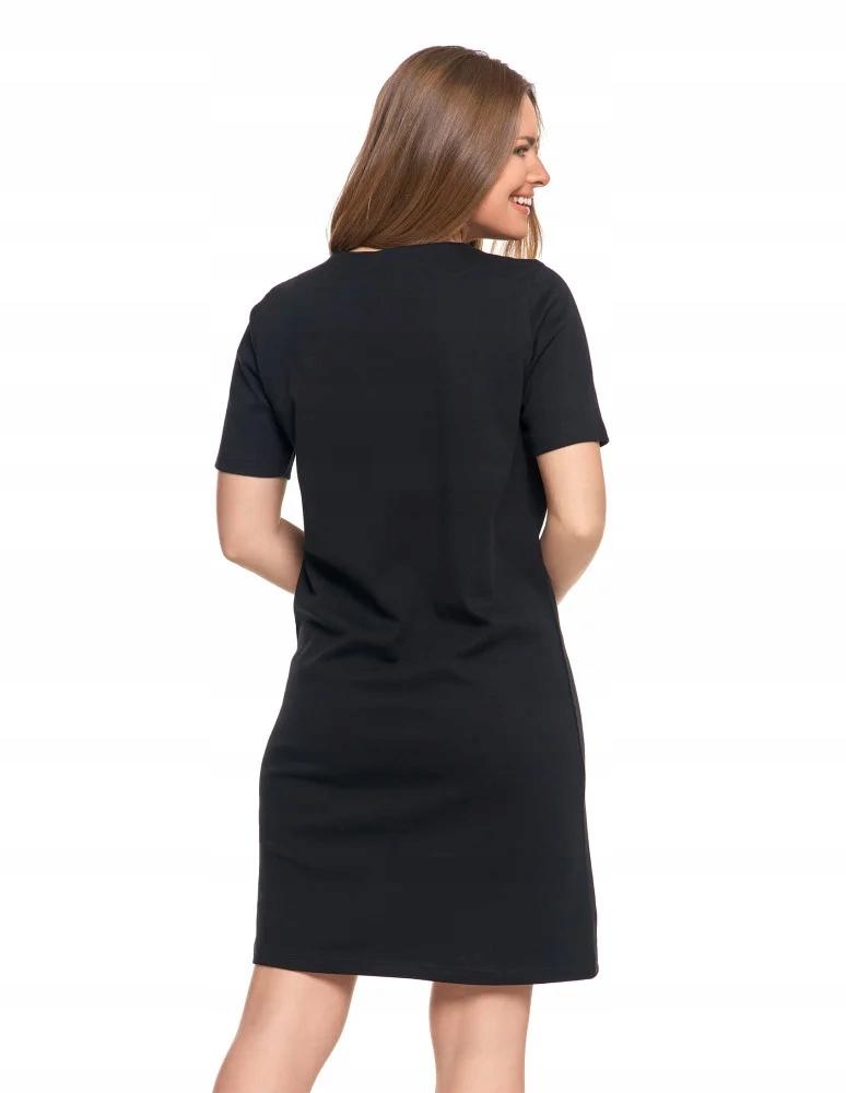 Women's Cotton Dress Short Sleeve Above Knee Comfortable MORAJ S BLACK