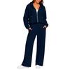 Completo Casual da Donna a Due Pezzi con Cardigan con Zip e Cappuccio e Pantaloni a Gamba Larga