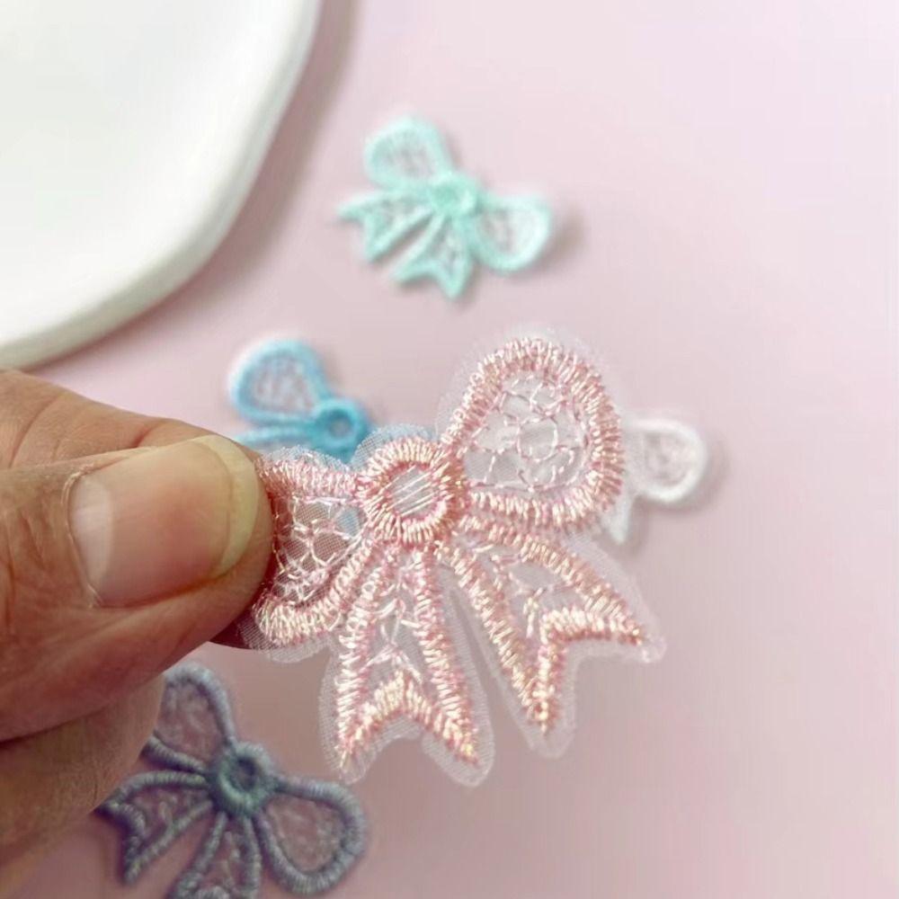 20pcs European Style Bowknot Applique Mini Mesh Embroidery Patch DIY Accessory Material Exquisite DIY Handmade Accessories
