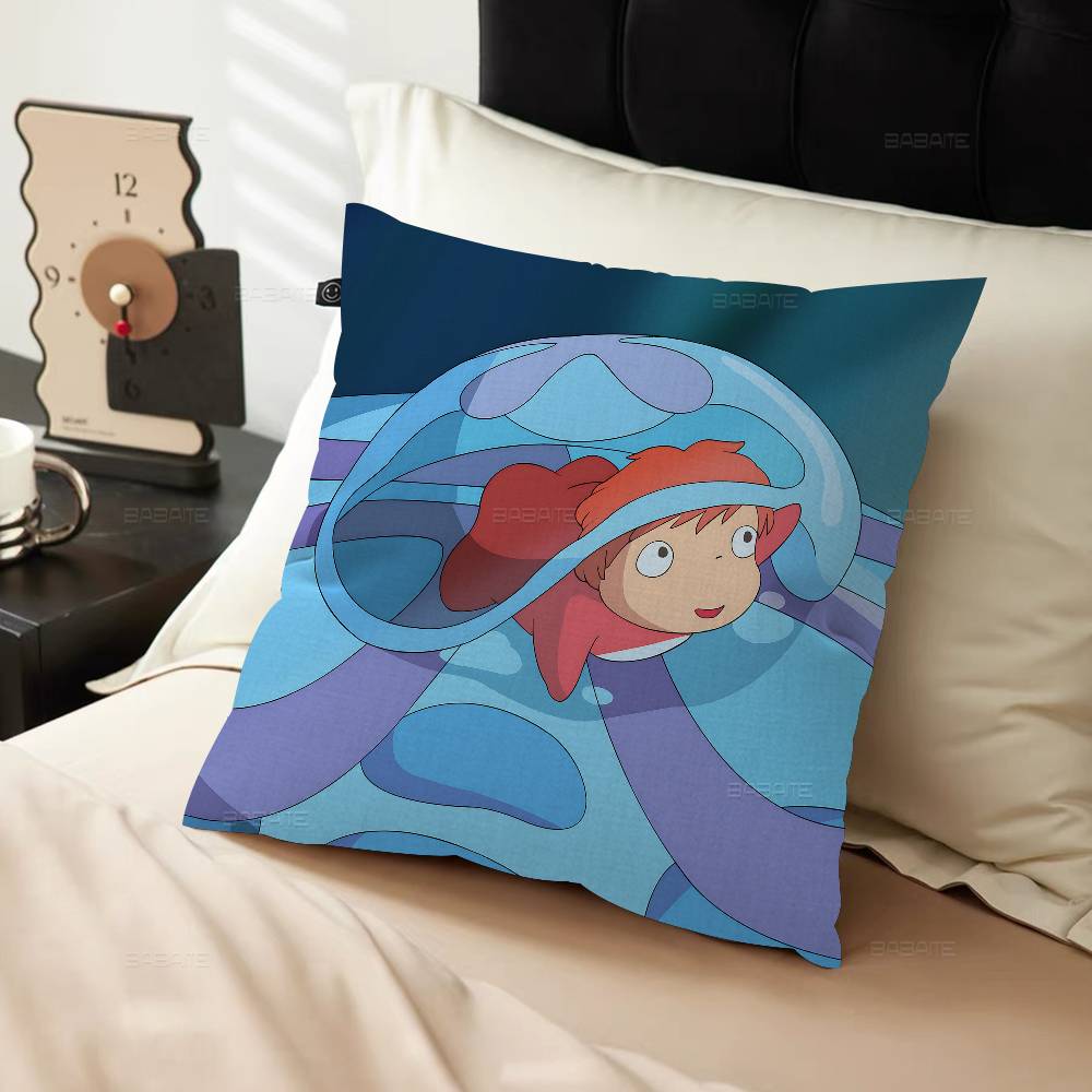 Cute P-Ponyo Movie On The Cliff Cushion Cover Pillowcase Upholstery Sofa Throw Pillow Home Decor Pillowcas