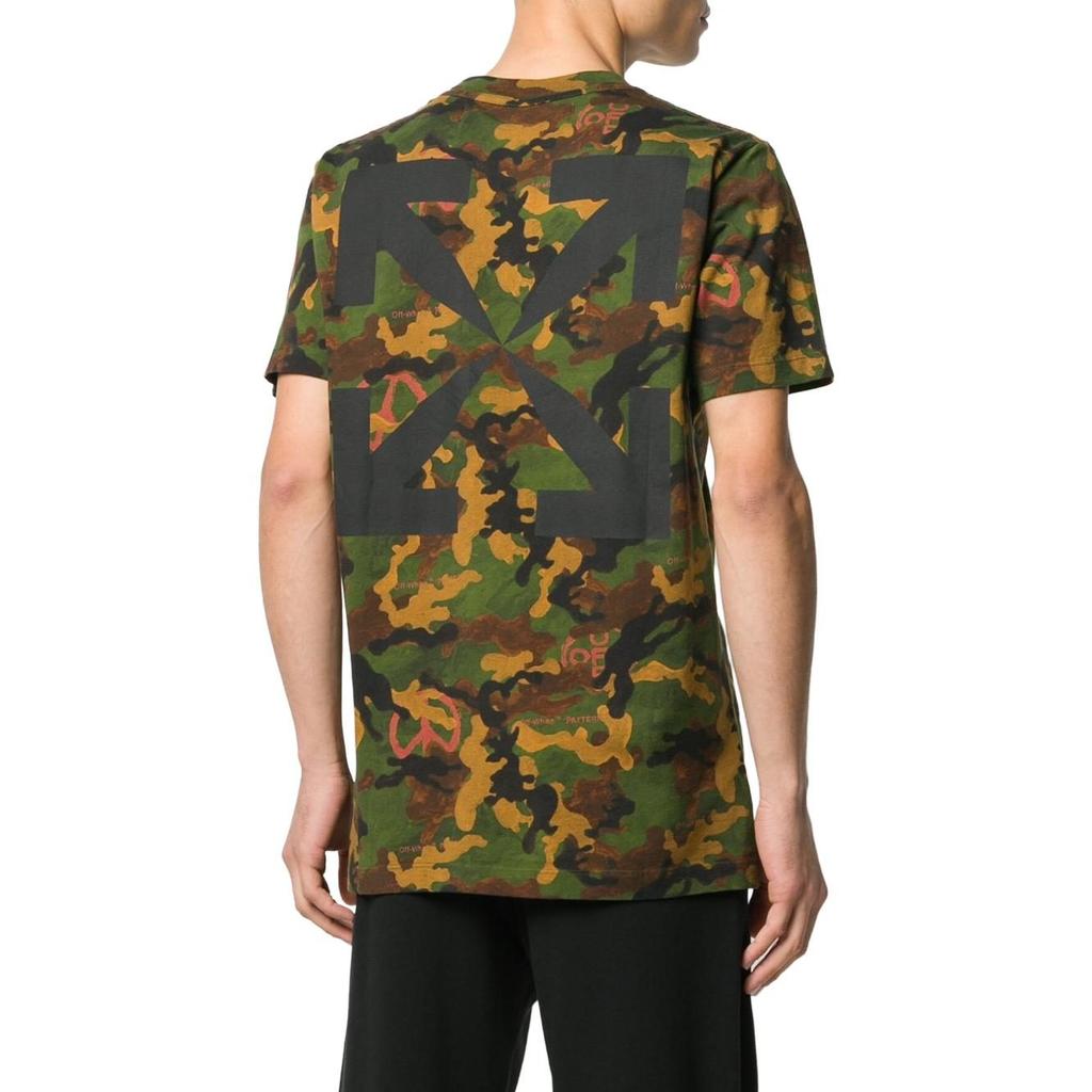 OFF WHITE T Shirts Men's Camouflage Crew Neck Moderate Straight Fit OMAA027R201850169910