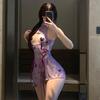 Elegant Purple Chinese Cheongsam Lingerie Set - Sexy, Easy-Off, Chest-Revealing Design