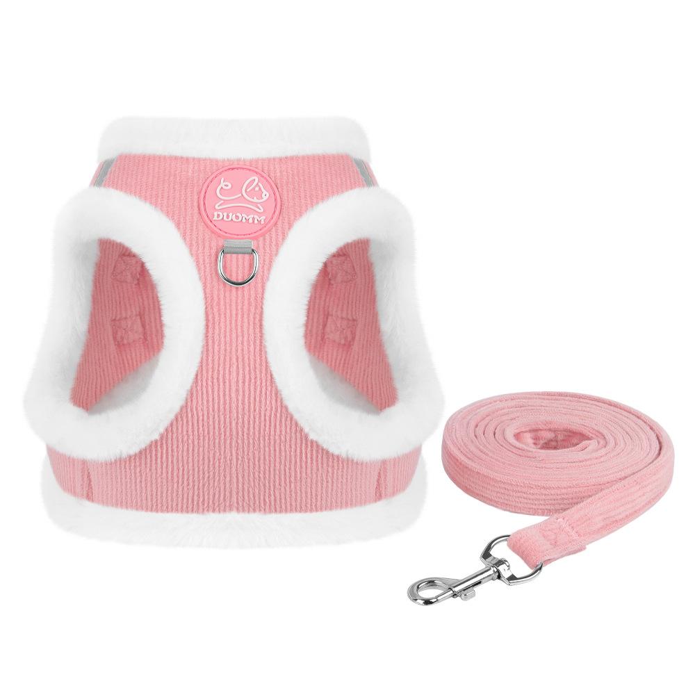 

Новый поводок для питомца Светоотражающий и теплый Мягкий поводок для выгула собаки Интегрированный плюш кролика Удобная шлейка для груди собаки S